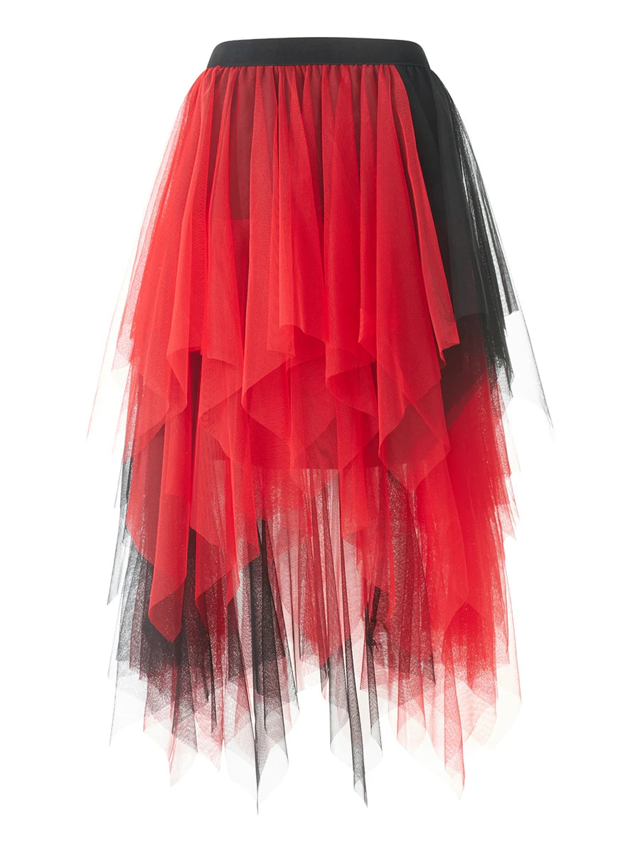 Jupe en Tulle Rouge et Noir Effet Ombré – Tenue Spectacle et Danse