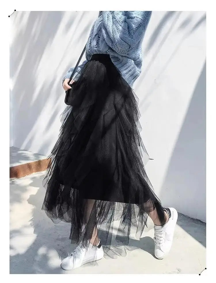 Jupe en Tulle Noir Longue – Style Maxi pour Shooting Photo