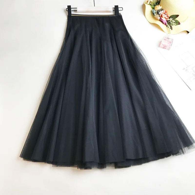 Jupe en Tulle Noir Classique – Basique Indispensable Garde-robe