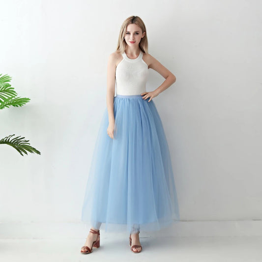 Jupe en Tulle Bleu Ciel - Baptême et Garden Party