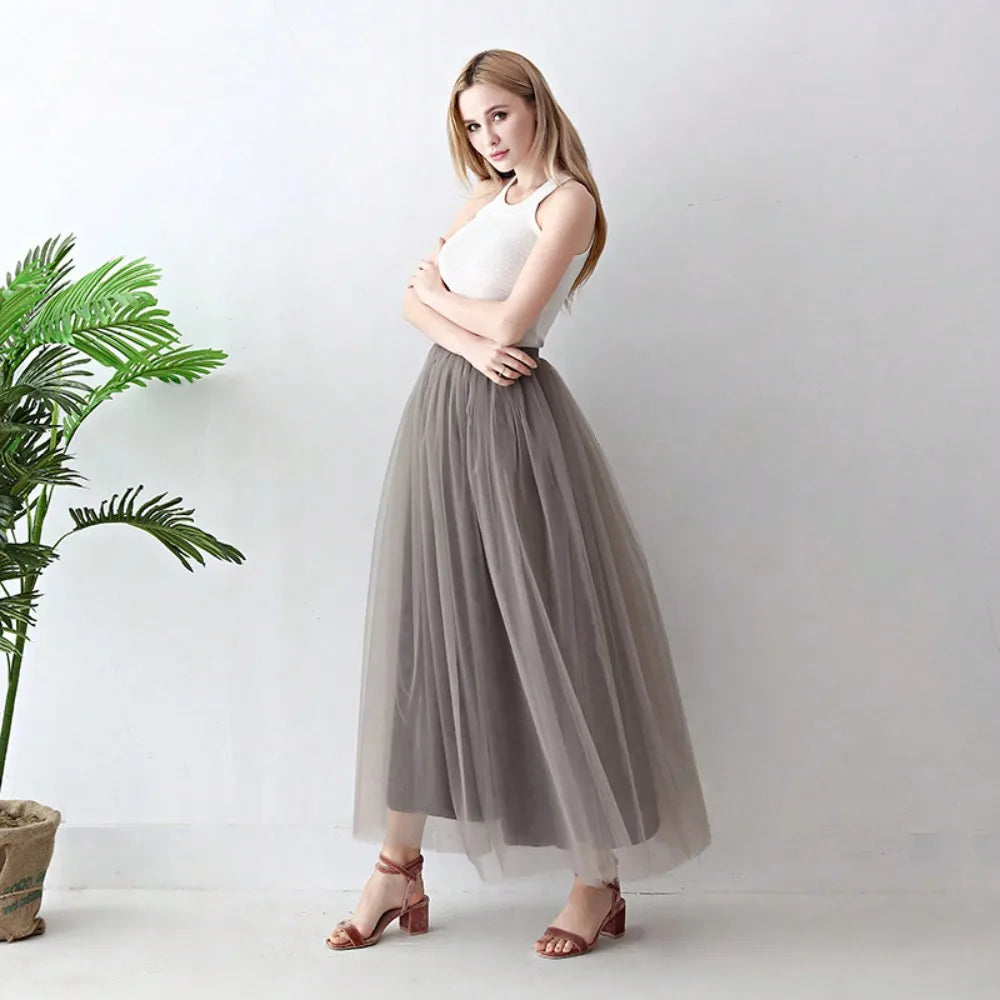 Jupe en Tulle Taupe - Style Bohème Chic