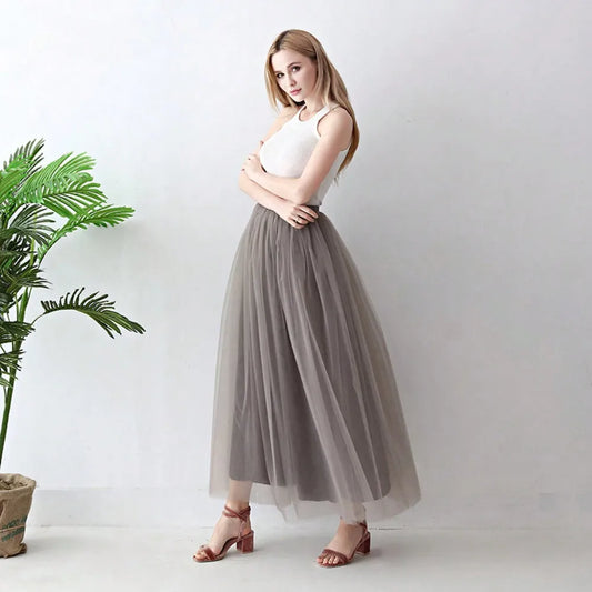 Jupe en Tulle Taupe - Style Bohème Chic