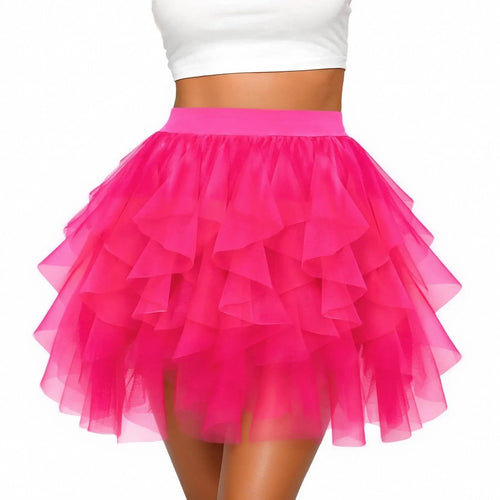 Mini Jupe en Tulle Rose Fuchsia – Jupe Courte de Fête et Danse