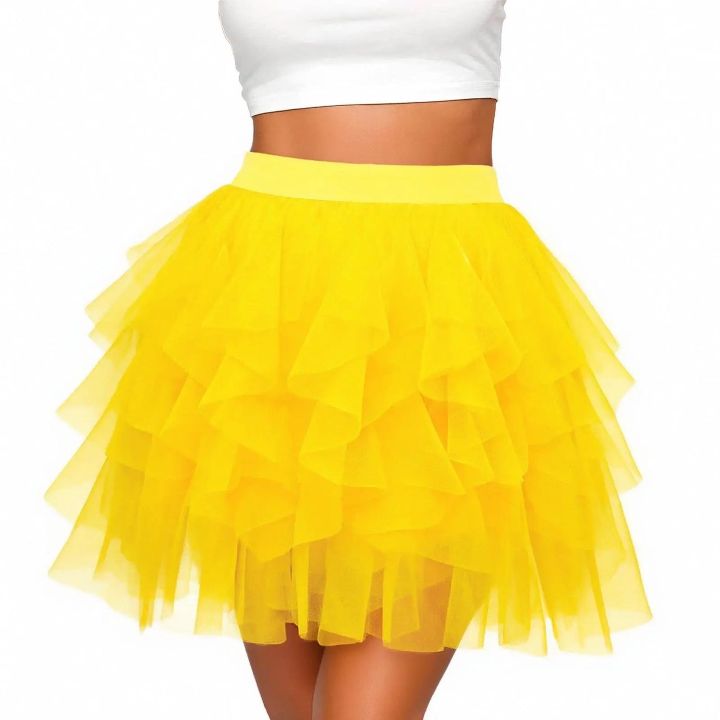 Mini Jupe en Tulle Jaune Citron – Tutu à Volants Lumineux et Fun