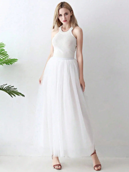 Jupe en Tulle Blanc Pur - Mariage Civil et Fiançailes