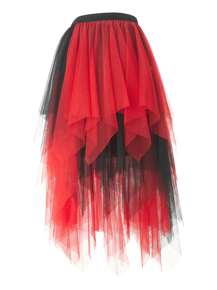 Jupe en Tulle Rouge et Noir Effet Ombré – Tenue Spectacle et Danse