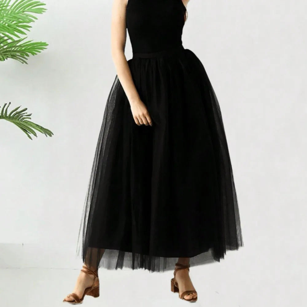 Jupe en Tulle Noir Intense - Look Gothique Chic ou Gala