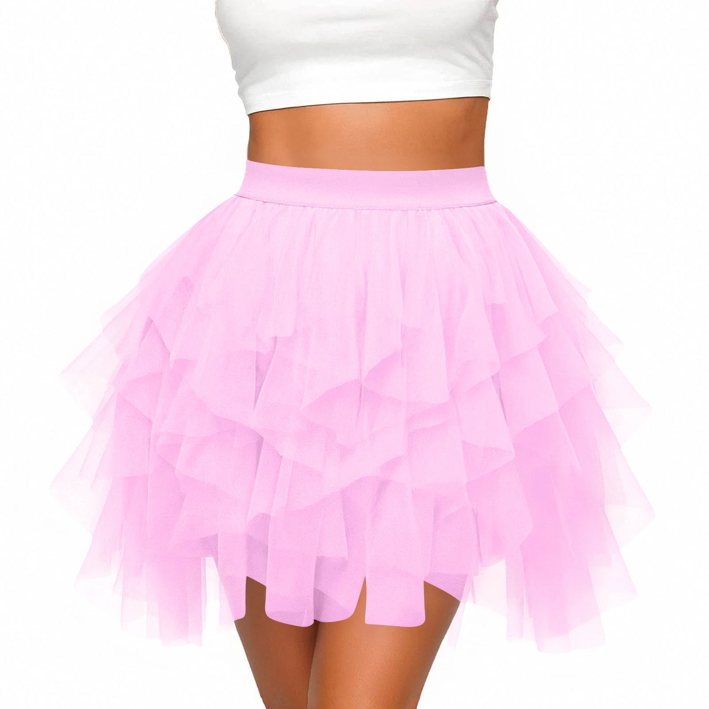 Mini Jupe en Tulle Rose Bonbon – Tutu à Volants Style Coquette