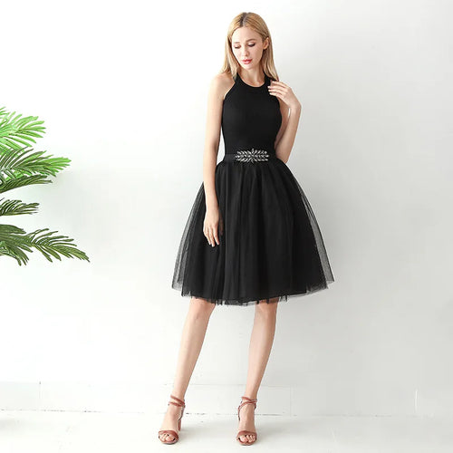 Jupe en Tulle Noir Chic – Coupe Midi Évasée Cocktail